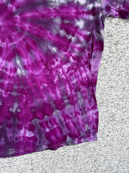 MHD Purple Lavendar Grey Black Spiral  Ice Dye Tie Dye Short Sleeve Shirt 100% Cotton Size XXL