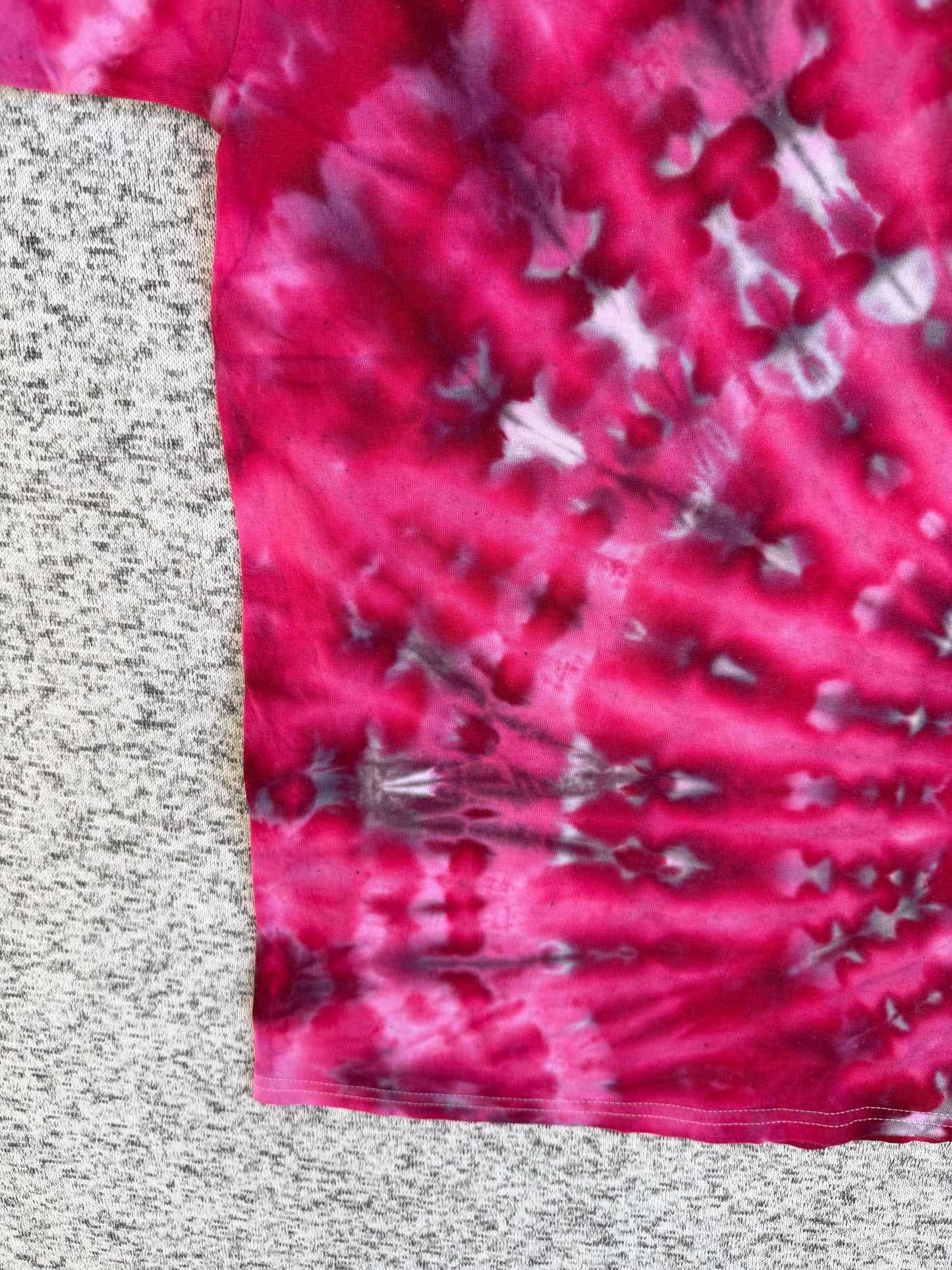 MHD Dark Pink Bright Pink Gray White Spiral Ice Dye Tie Dye Short Sleeve Shirt 100% Cotton Size XL