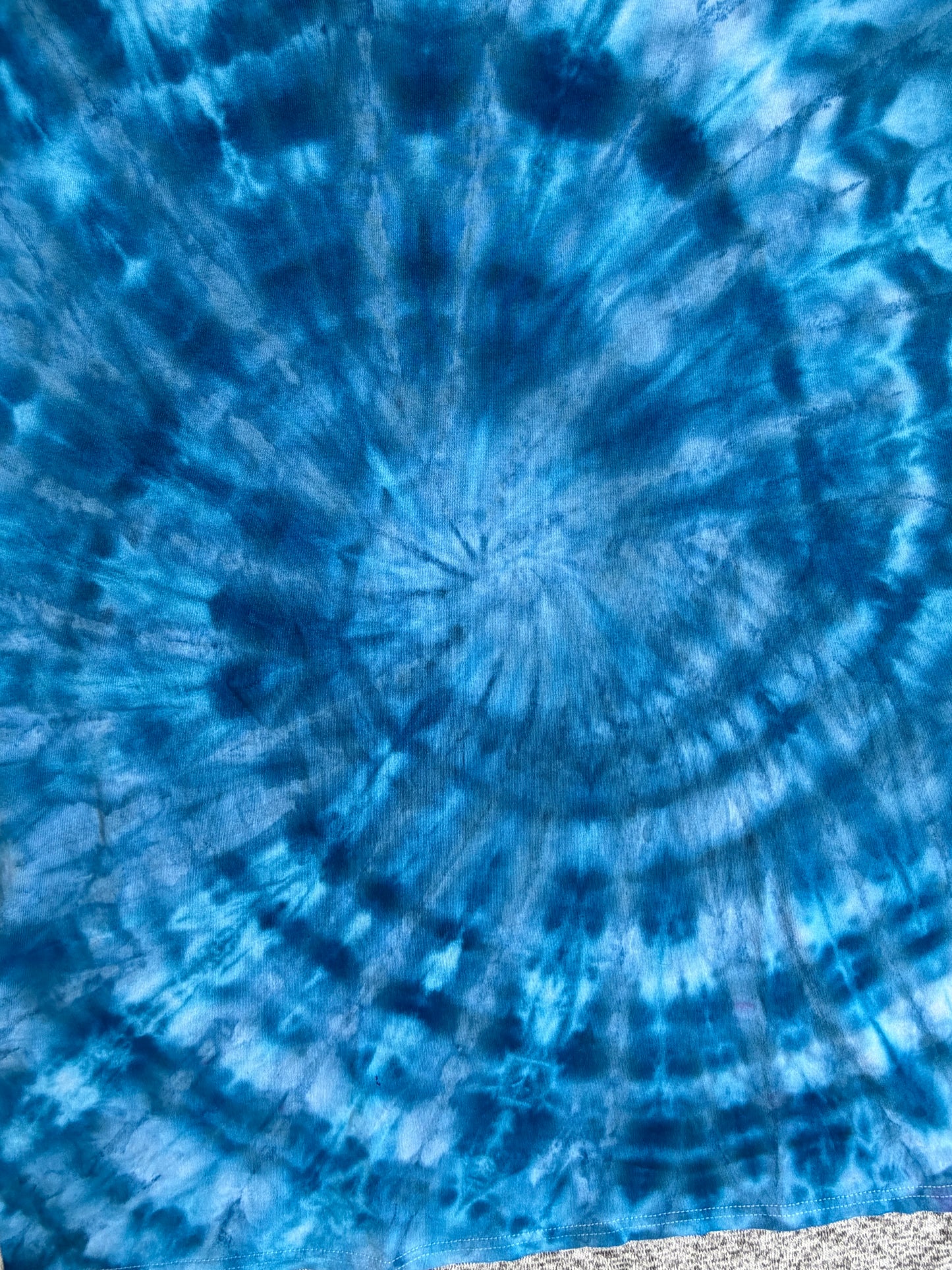 MHD Dark Blue Bright Blue White Spiral  Ice Dye Tie Dye Short Sleeve Shirt 100% Cotton Size XXL