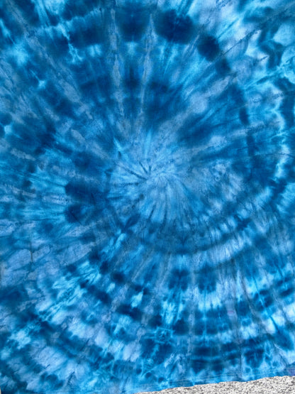 MHD Dark Blue Bright Blue White Spiral  Ice Dye Tie Dye Short Sleeve Shirt 100% Cotton Size XXL