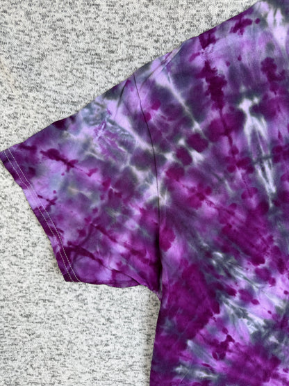 MHD Dark Purple Lavender Grey Black Spiral  Ice Dye Tie Dye Short Sleeve Shirt 100% Cotton Size XXL
