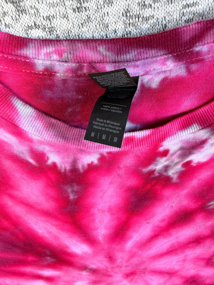 MHD Dark Pink Red Light Pink Purple Spiral Ice Dye Tie Dye Short Sleeve Shirt 100% Cotton Size Medium