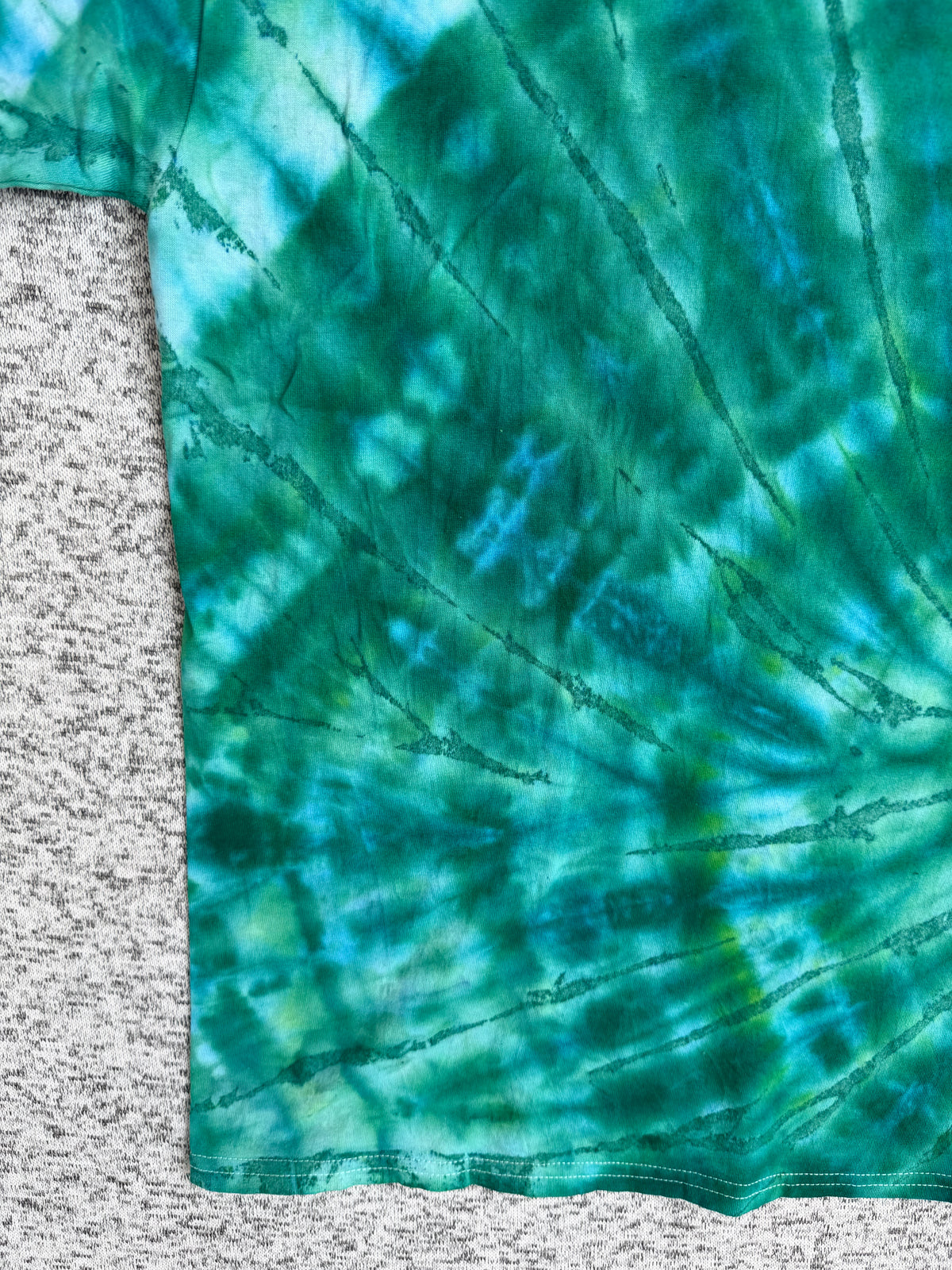 MHD Green Navy Blue Light Blue Spiral Ice Dye Tie Dye Short Sleeve Shirt 100% Cotton Size XXL