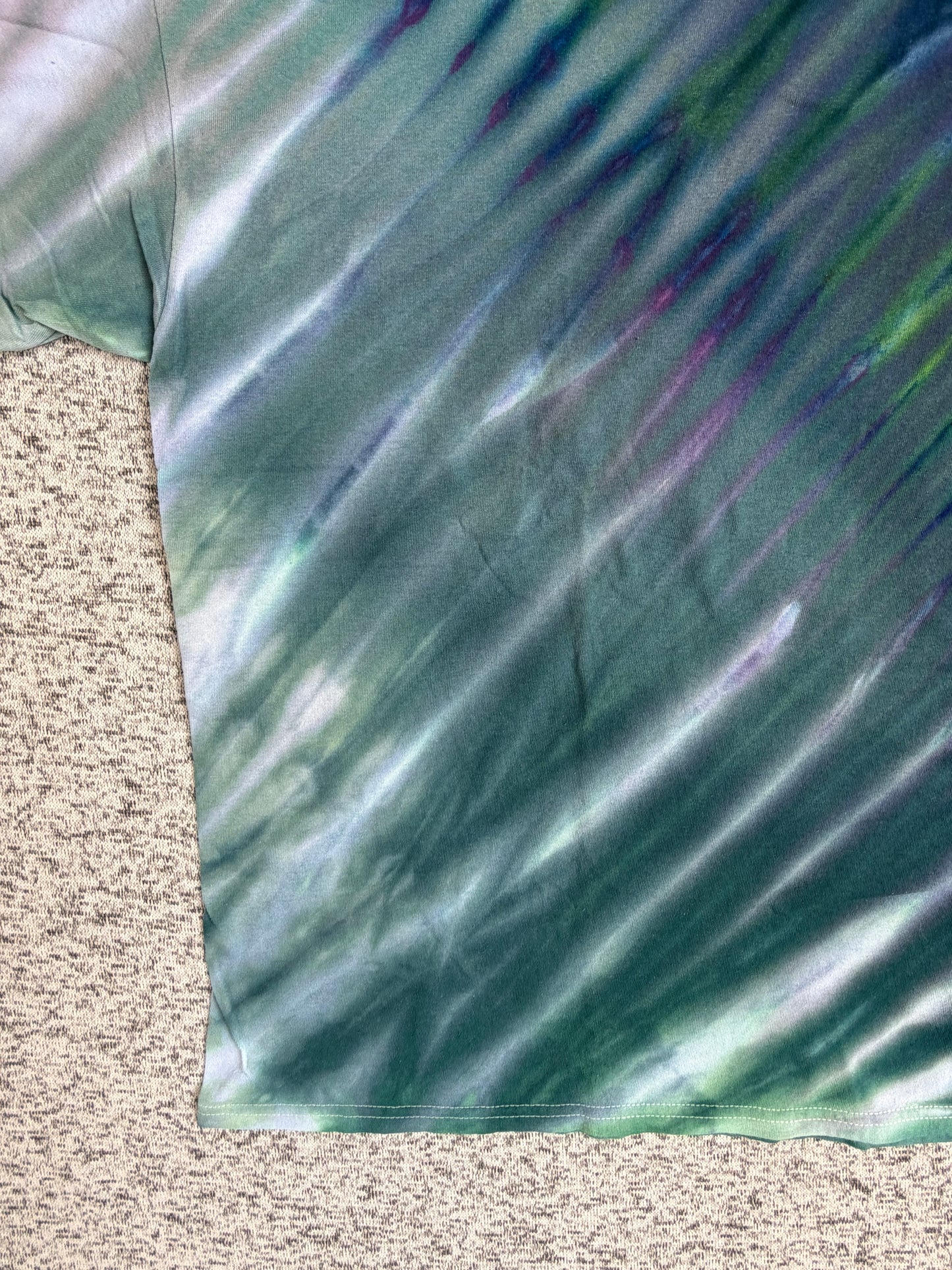 MHD Dark Purple Green Navy Blue Fan Fold Ice Dye Tie Dye Short Sleeve Shirt 100% Cotton Size XXL