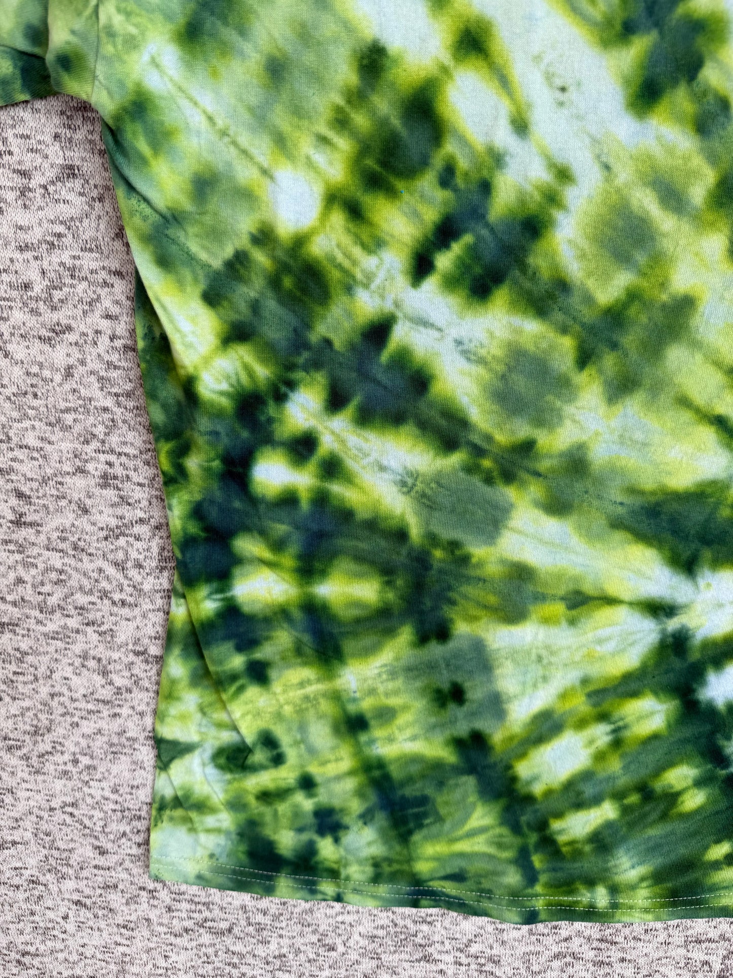 MHD Dark Green Light Green Yellow Spiral Ice Dye Tie Dye Short Sleeve Shirt 100% Cotton Size XXL