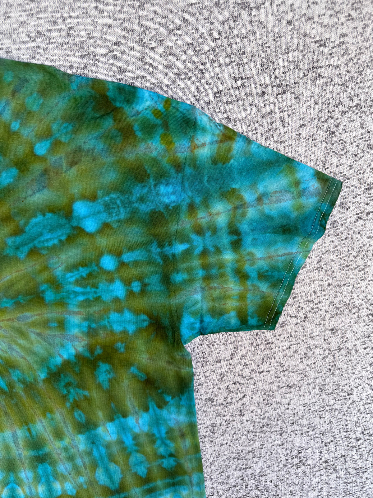 MHD Hunter Green Olive Green Teal Bright Blue Spiral Ice Dye Tie Dye Short Sleeve Shirt 100% Cotton Size XXL