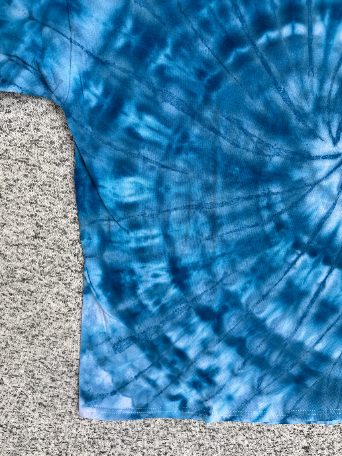 MHD Denim Blue Light Blue White Spiral Ice Dye Tie Dye Short Sleeve Shirt 100% Cotton Size XXL