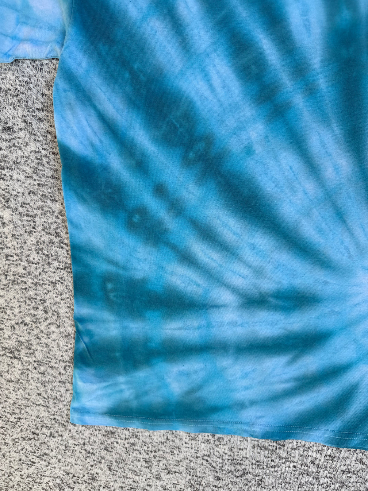 MHD Denim Blue Light Blue Spiral Ice Dye Tie Dye Short Sleeve Shirt 100% Cotton Size Large