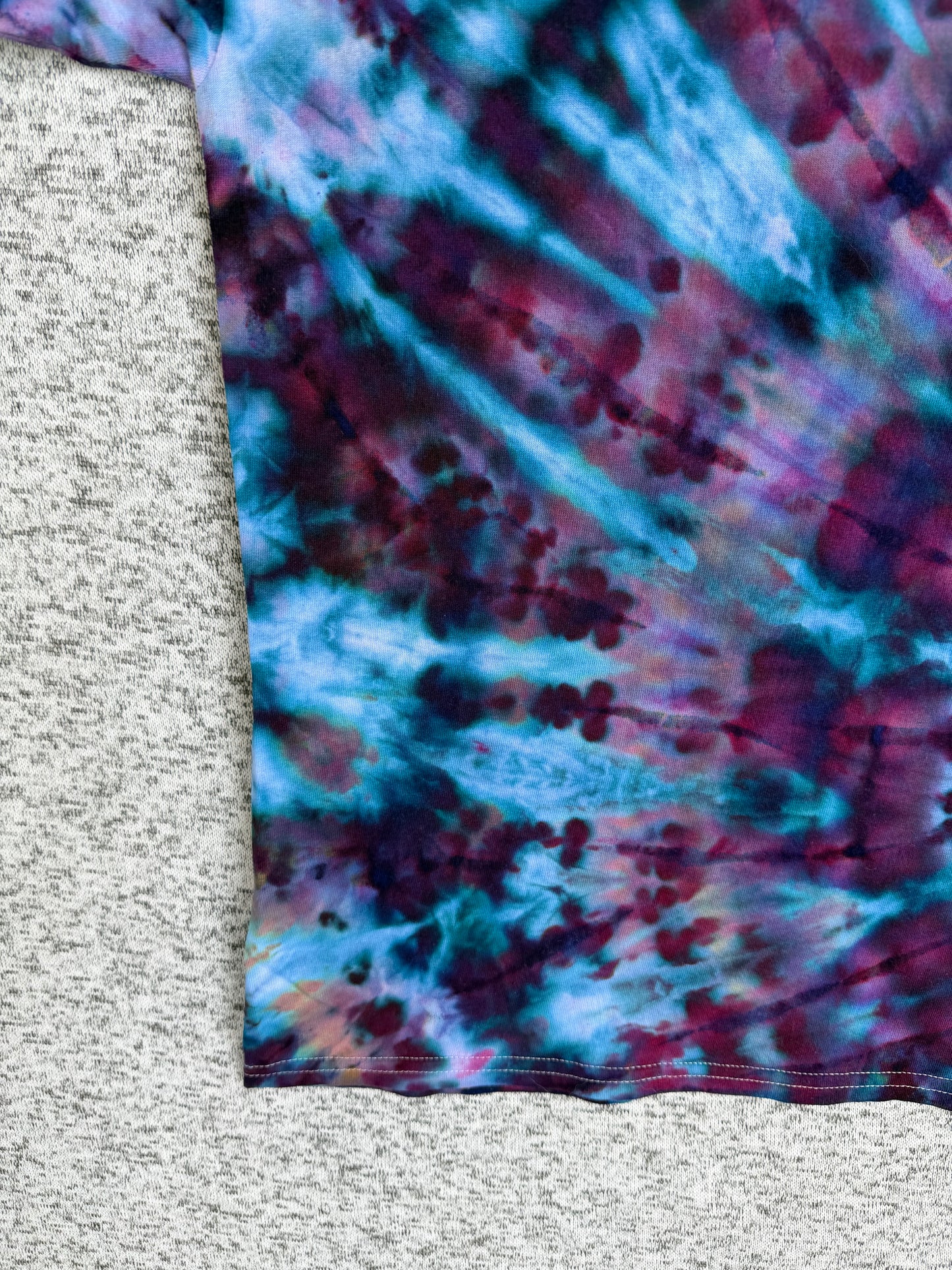 MHD Dark Purple Dark Blue Teal Spiral Ice Dye Tie Dye Short Sleeve Shirt 100% Cotton Size XXL