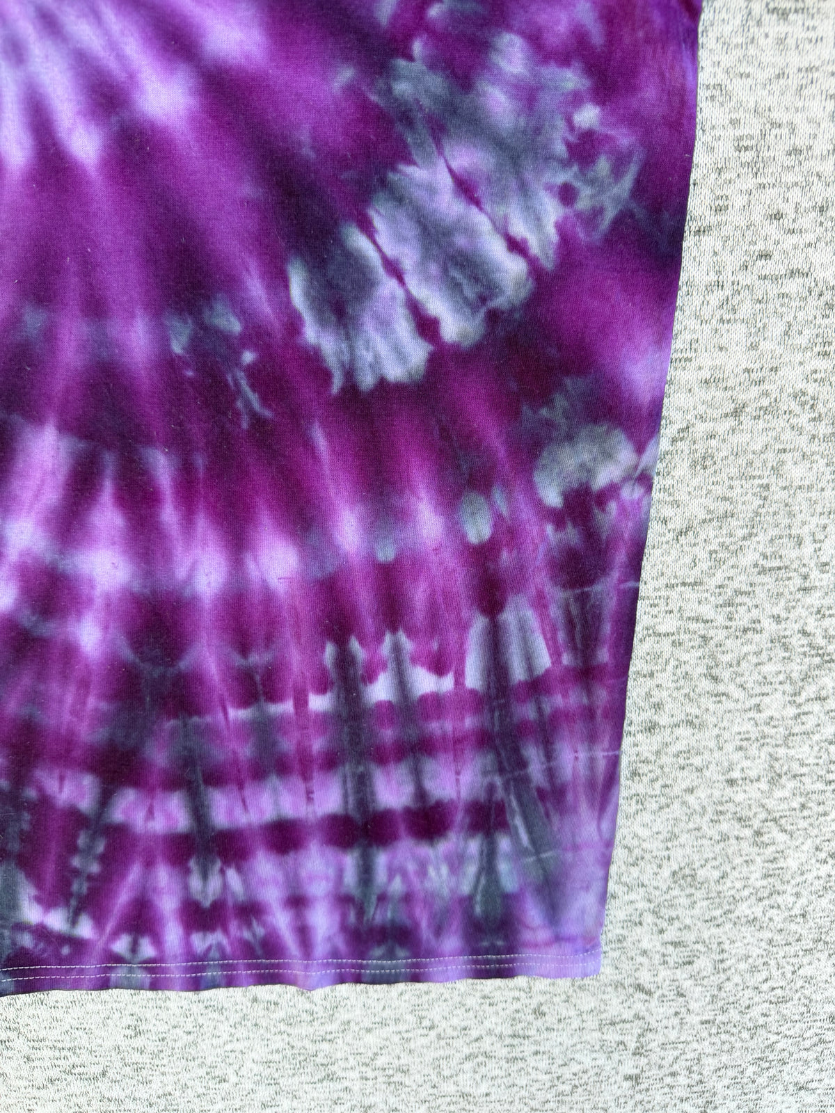 MHD Dark Purple Lavender Gray Spiral Ice Dye Tie Dye Short Sleeve Shirt 100% Cotton Size Large
