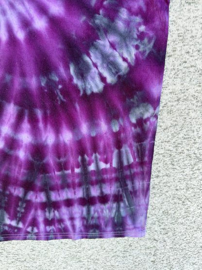 MHD Dark Purple Lavender Gray Spiral Ice Dye Tie Dye Short Sleeve Shirt 100% Cotton Size Large