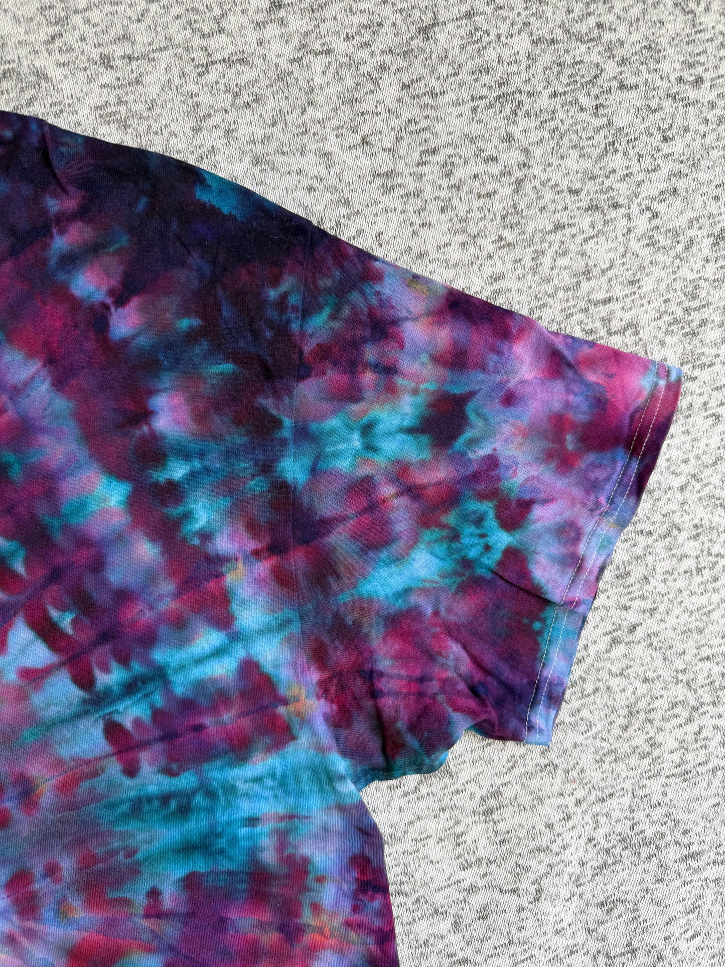 MHD Dark Purple Navy Blue Lavendar Light Blue Spiral Ice Dye Tie Dye Short Sleeve Shirt 100% Cotton Size XXL