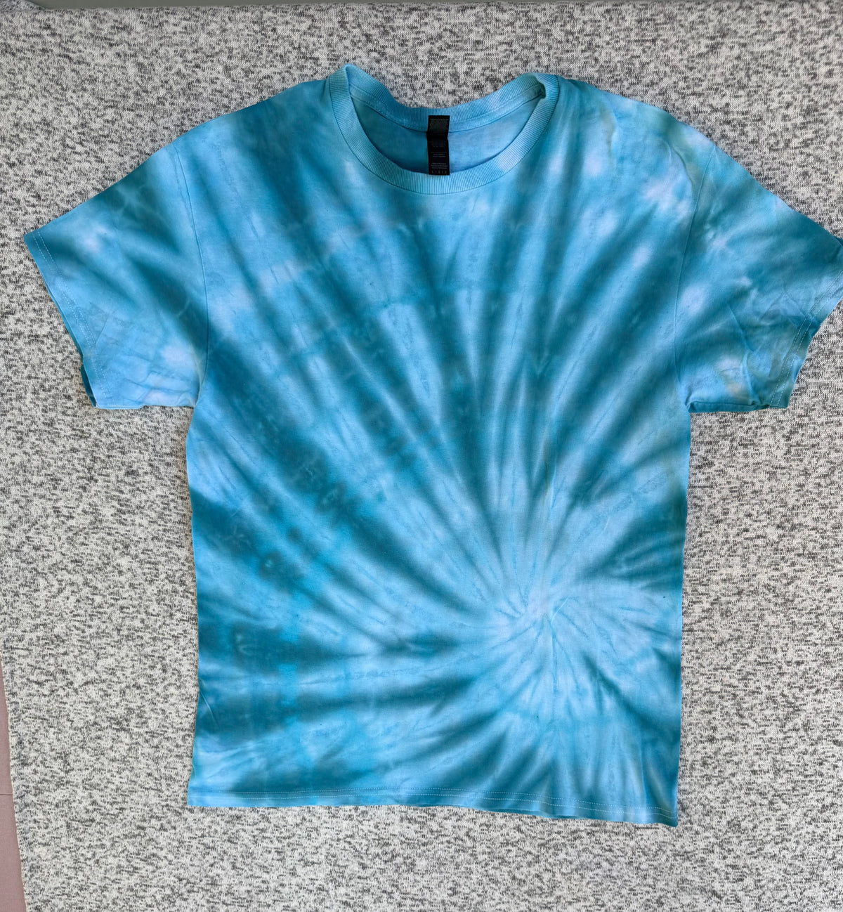 MHD Denim Blue Light Blue Spiral Ice Dye Tie Dye Short Sleeve Shirt 100% Cotton Size Large
