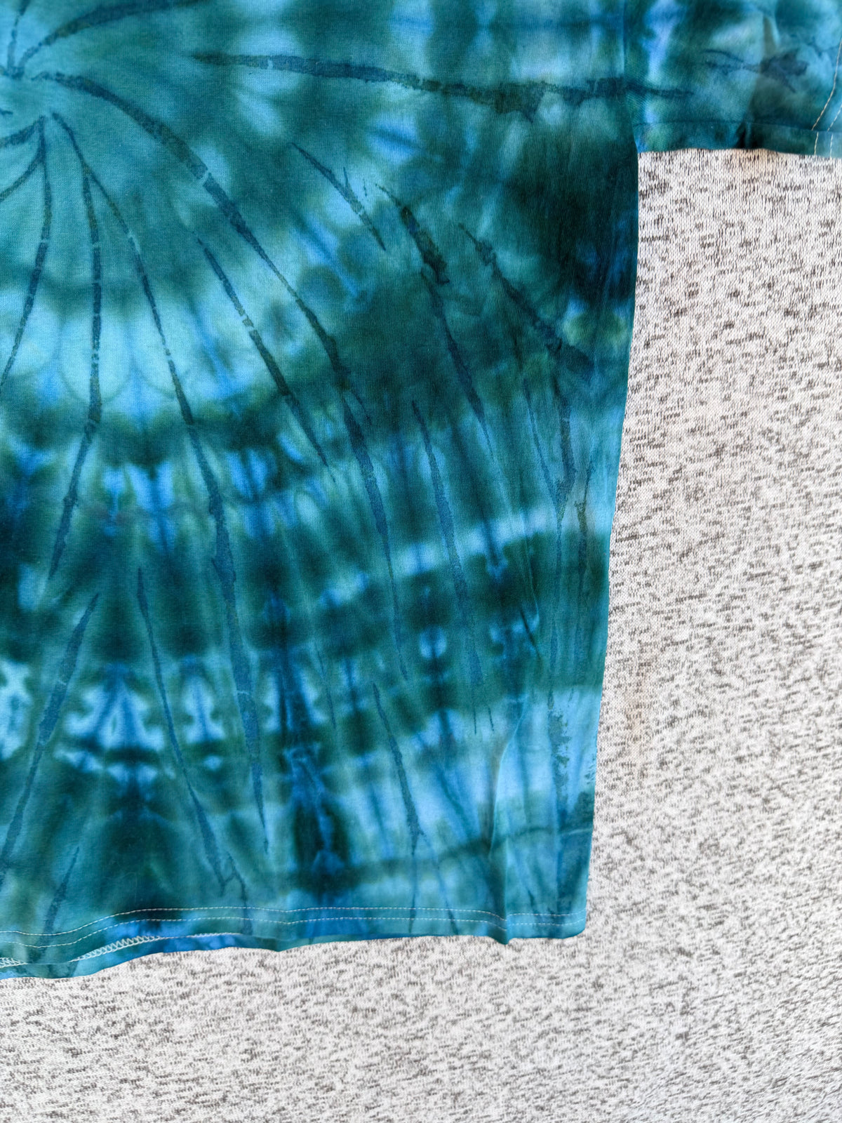 MHD Dark Green Navy Blue Spiral Ice Dye Tie Dye Short Sleeve Shirt 100% Cotton Size Large