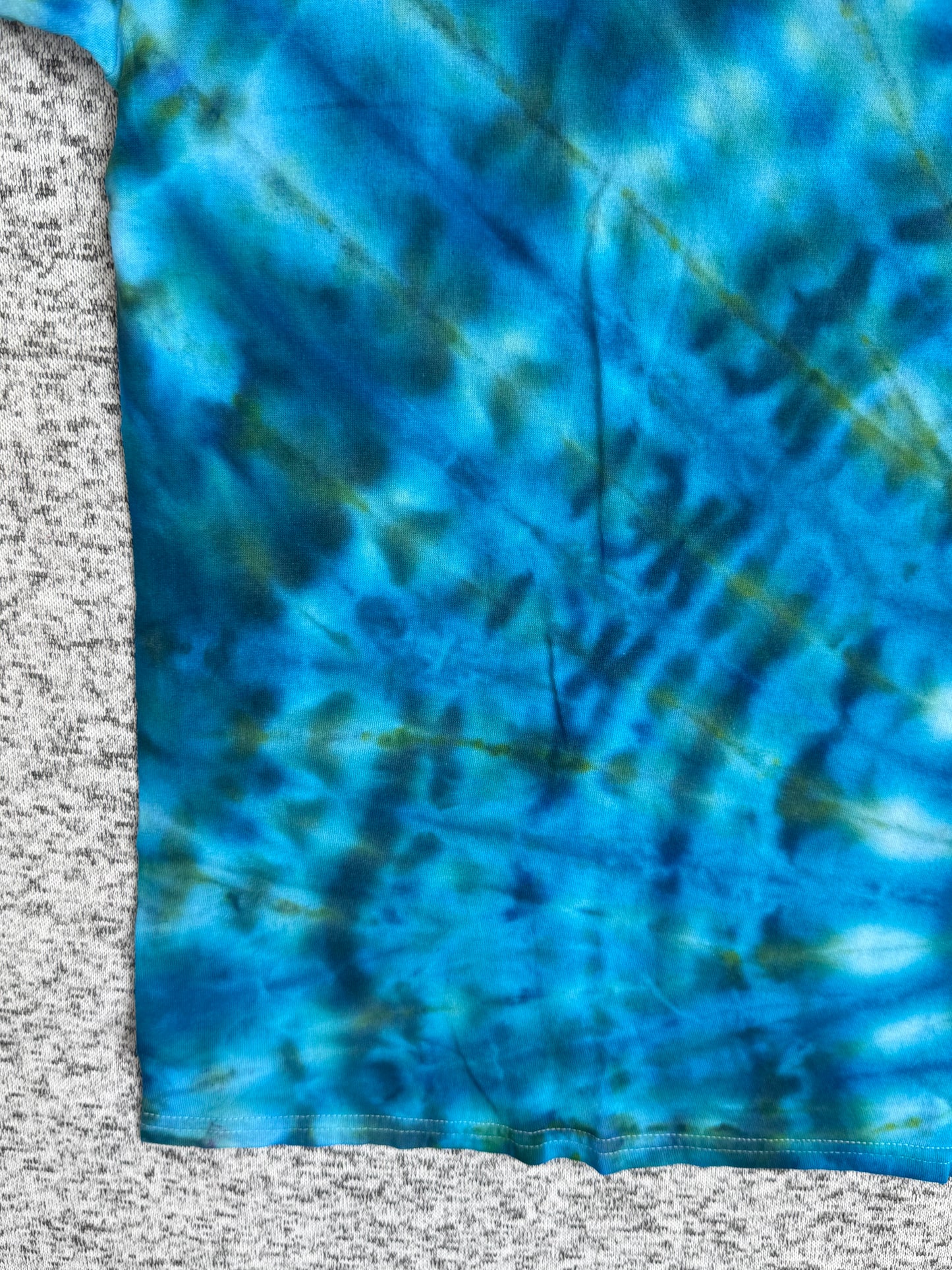 MHD Dark Blue Dark Green Bright Blue Light Green Spiral Ice Dye Tie Dye Short Sleeve Shirt 100% Cotton Size XXL