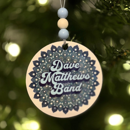 Dave Matthews Band Retro Purple Blue White Teal Peacock Metal Holiday Christmas Ornament with Beads with Gift Box 2 Sizes: 2.75" x 2.75" or 3.5" x 3.5"