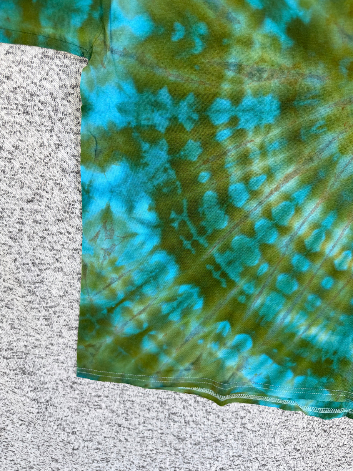 MHD Hunter Green Olive Green Teal Bright Blue Spiral Ice Dye Tie Dye Short Sleeve Shirt 100% Cotton Size XXL