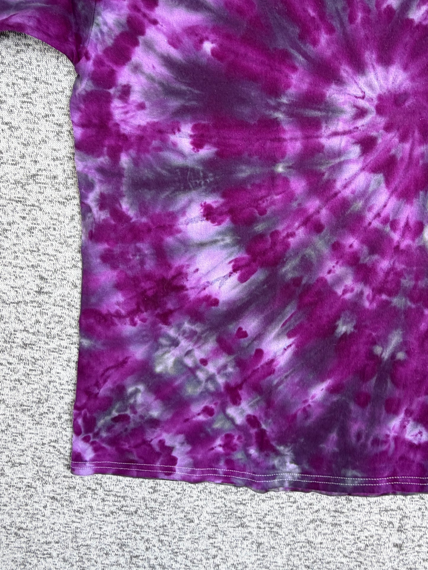 MHD Purple Lavendar Grey Black Spiral  Ice Dye Tie Dye Short Sleeve Shirt 100% Cotton Size XXL
