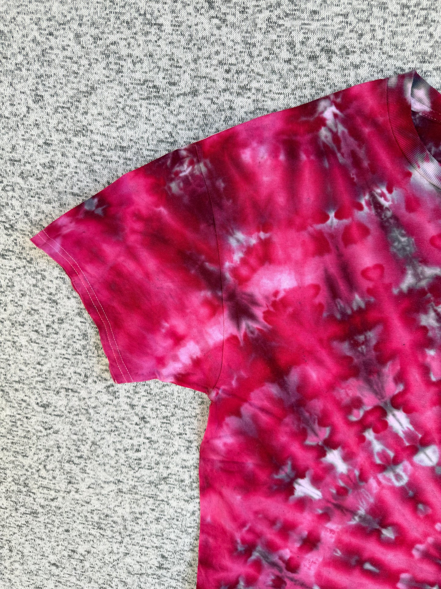 MHD Dark Pink Bright Pink Gray White Spiral Ice Dye Tie Dye Short Sleeve Shirt 100% Cotton Size XL