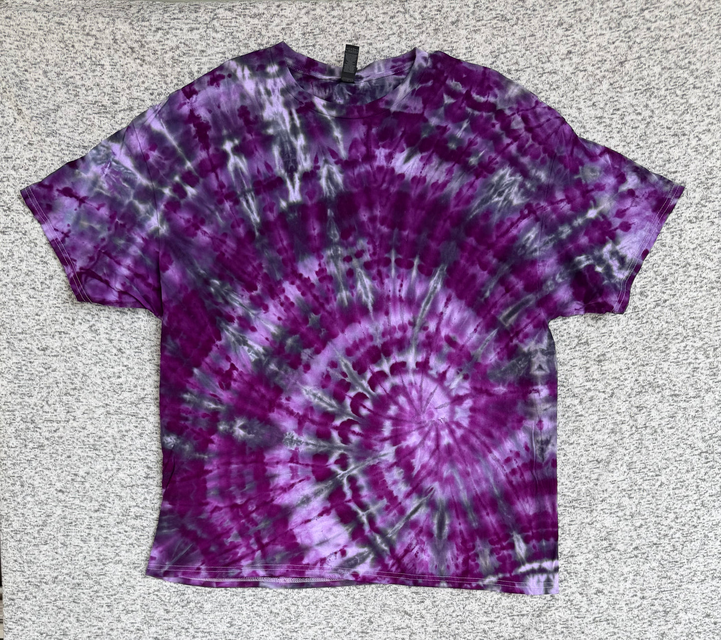 MHD Dark Purple Lavender Grey Black Spiral  Ice Dye Tie Dye Short Sleeve Shirt 100% Cotton Size XXL