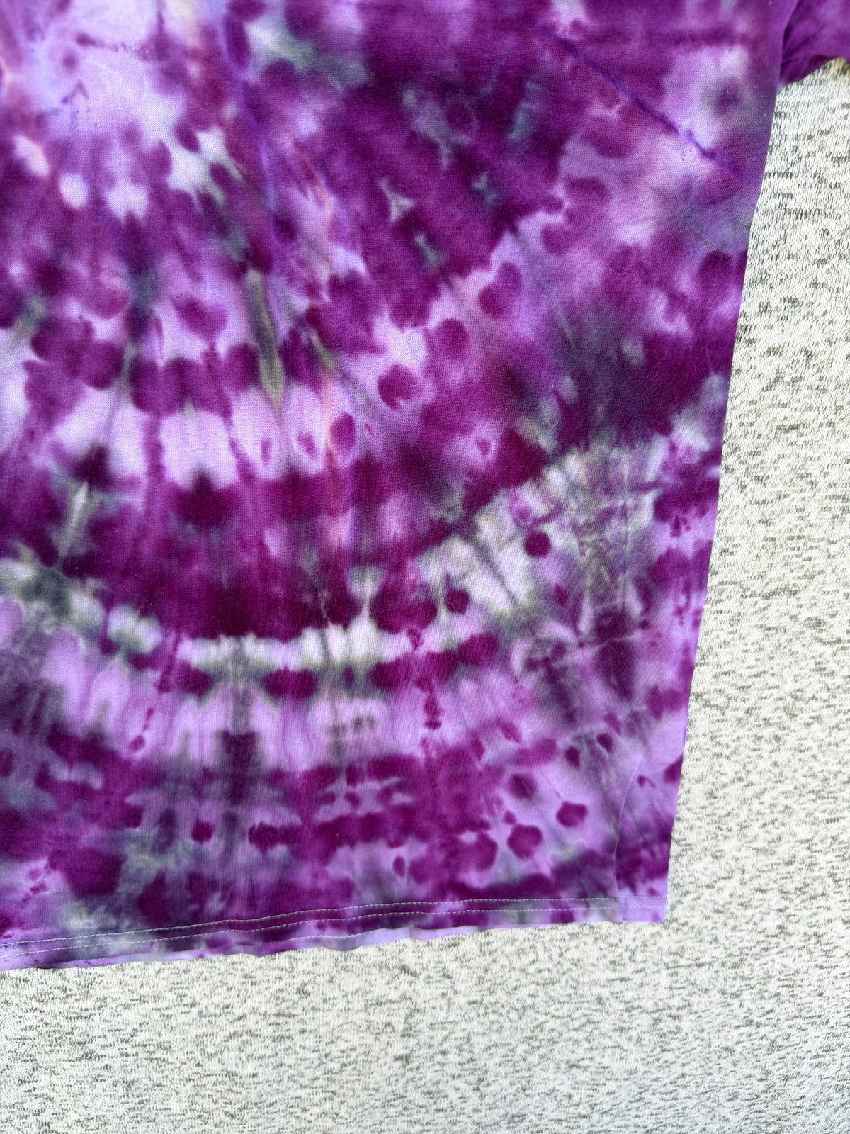 MHD Purple Lavender Gray Spiral Ice Dye Tie Dye Short Sleeve Shirt 100% Cotton Size XL