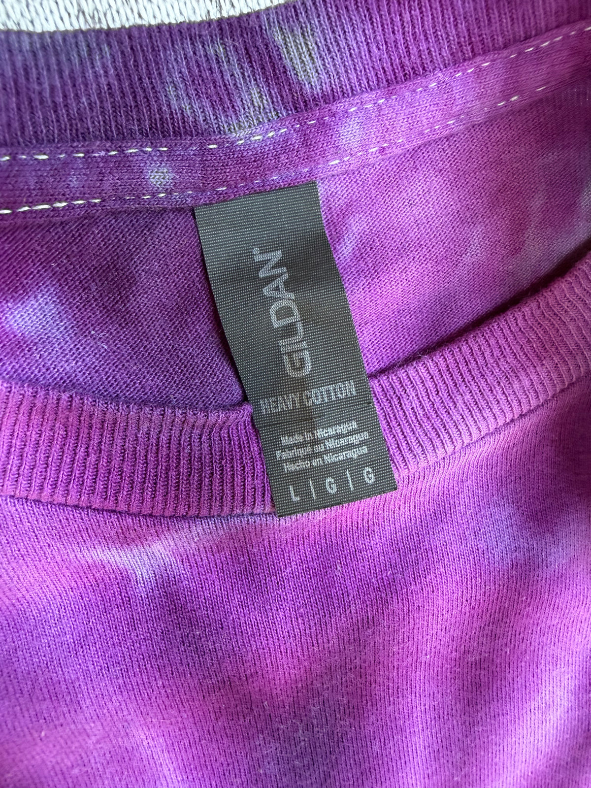 MHD Dark Purple Lavender Gray Spiral Ice Dye Tie Dye Short Sleeve Shirt 100% Cotton Size Large