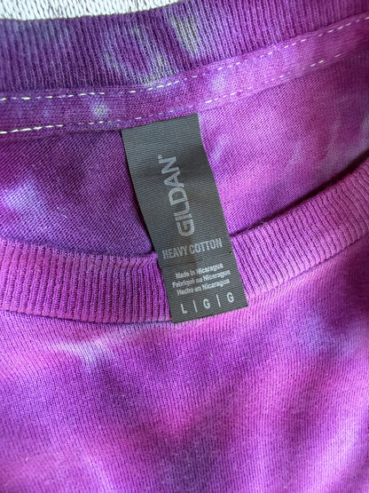 MHD Dark Purple Lavender Gray Spiral Ice Dye Tie Dye Short Sleeve Shirt 100% Cotton Size Large