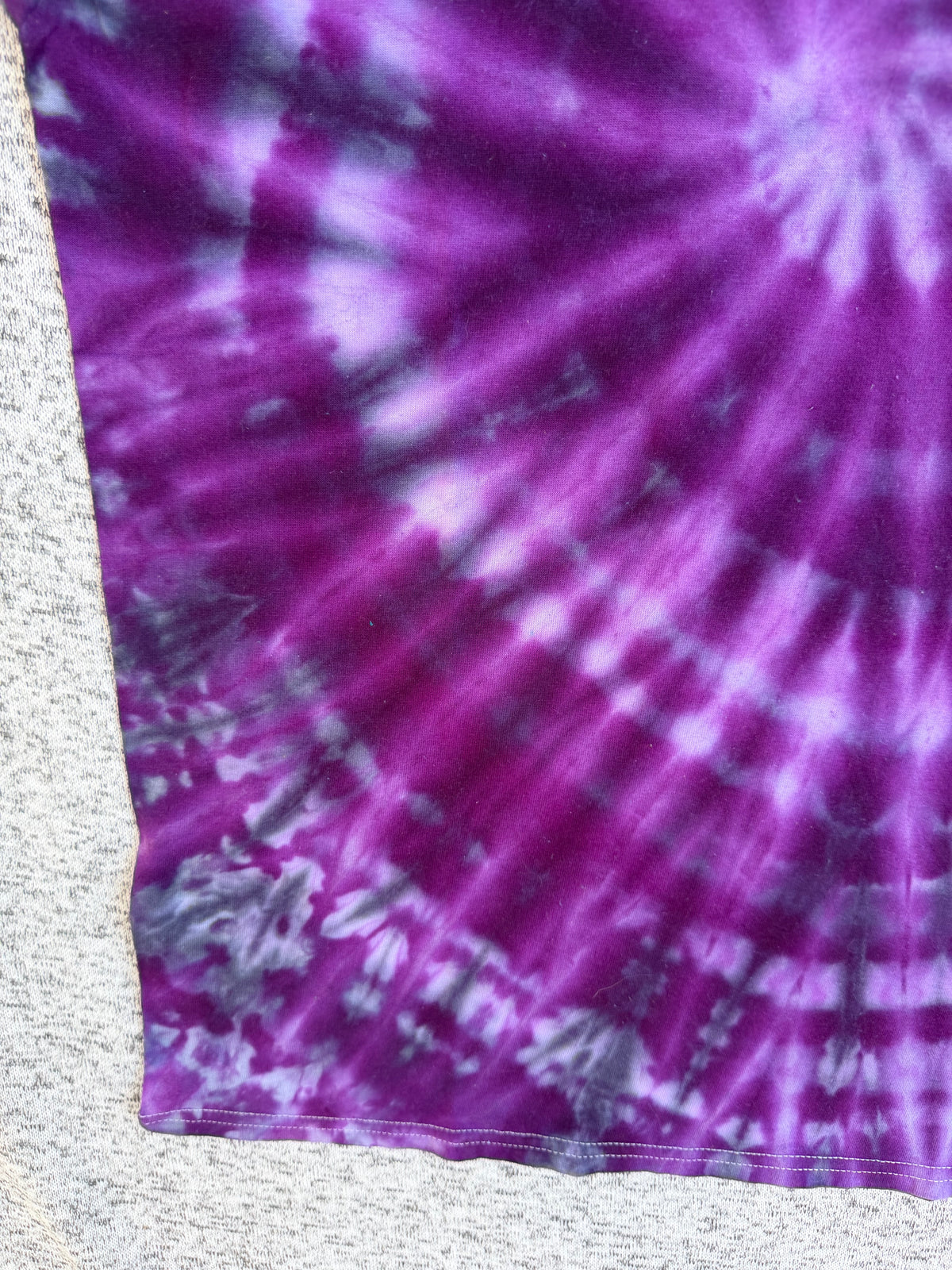 MHD Dark Purple Lavender Gray Spiral Ice Dye Tie Dye Short Sleeve Shirt 100% Cotton Size Large