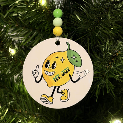 Mt. Joy Cartoon Yellow Green Lemon Tree Miracle Finger White Gloves Metal Holiday Christmas Ornament with Beads with Gift Box 2 Sizes: 2.75" x 2.75" or 3.5" x 3.5"