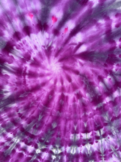 MHD Dark Purple Lavender Gray Black Spiral Ice Dye Tie Dye Short Sleeve Shirt 100% Cotton Size XL