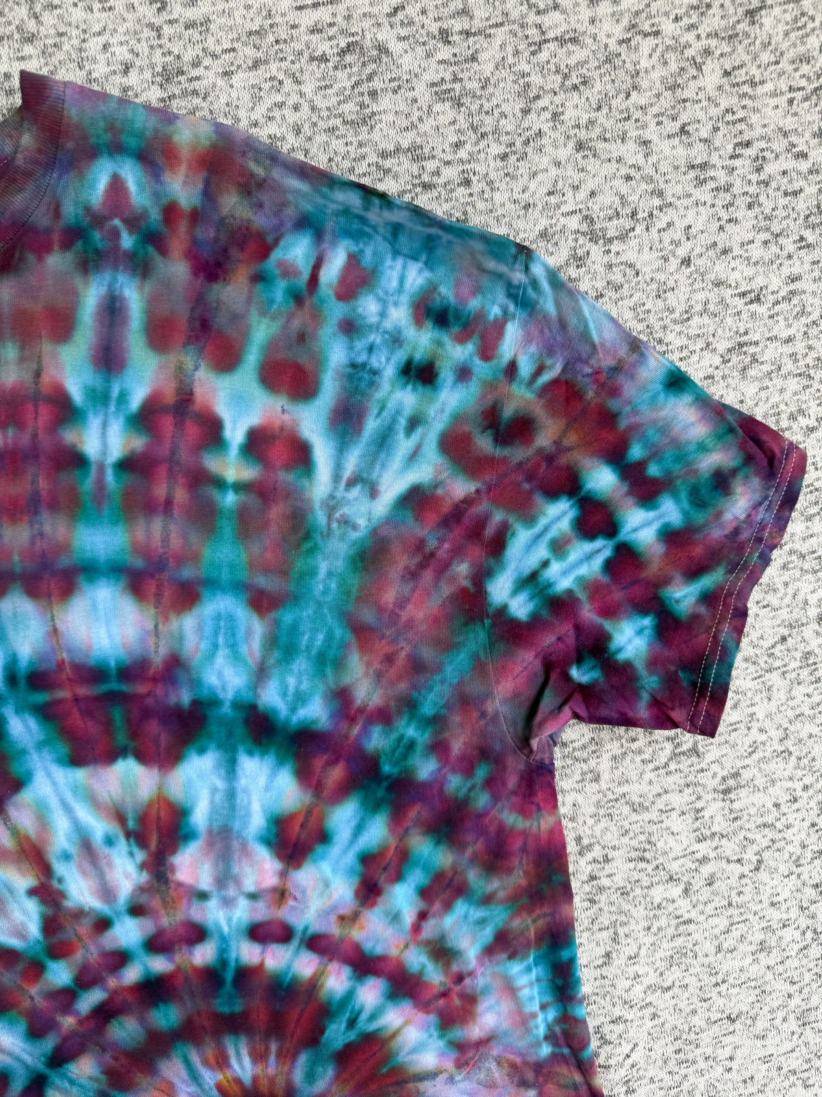 MHD Dark Purple Teal Dark Blue Spiral Ice Dye Tie Dye Short Sleeve Shirt 100% Cotton Size XXL