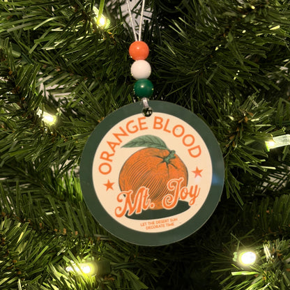 Mt. Joy Orange Blood Green Orange White Metal Holiday Christmas Ornament with Beads with Gift Box 2 Sizes: 2.75" x 2.75" or 3.5" x 3.5"