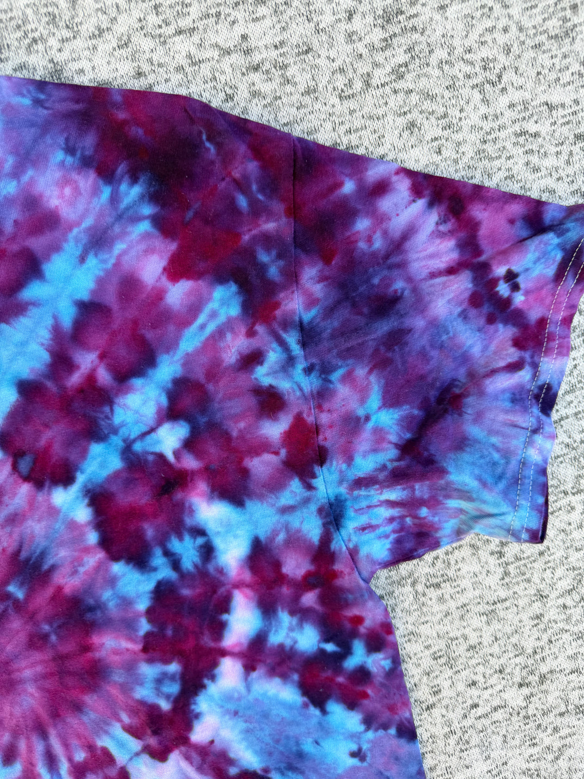 MHD Dark Purple Navy Blue Bright Blue Lavender Spiral Ice Dye Tie Dye Short Sleeve Shirt 100% Cotton Size Large