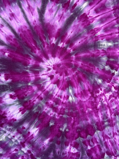 MHD Purple Lavendar Grey Black Spiral  Ice Dye Tie Dye Short Sleeve Shirt 100% Cotton Size XXL