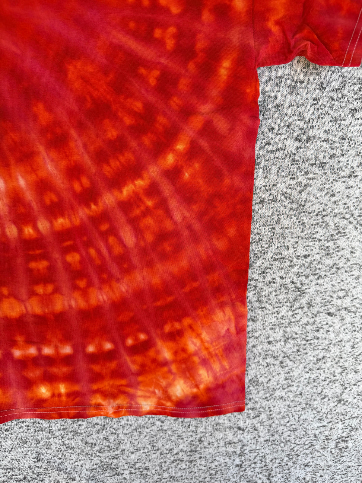 MHD Orange Red Spiral Ice Dye Tie Dye Short Sleeve Shirt 100% Cotton Size Large