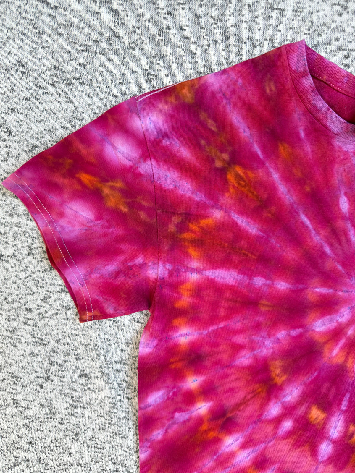 MHD Pink Orange Lavender Spiral Ice Dye Tie Dye Short Sleeve Shirt 100% Cotton Size Medium