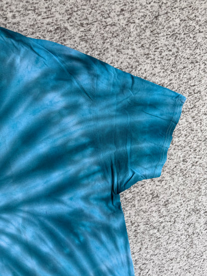 MHD Denim Blue Light Blue  Spiral Ice Dye Tie Dye Short Sleeve Shirt 100% Cotton Size XXL
