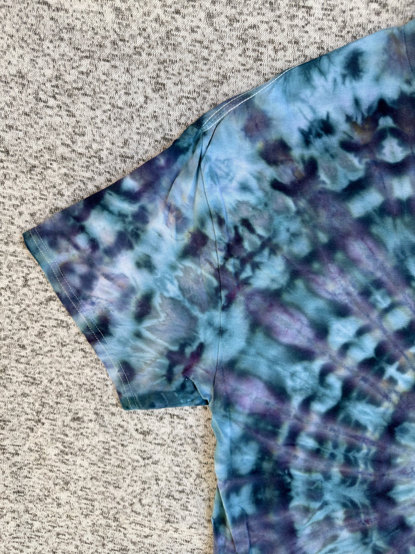 MHD Navy Blue Purple Denim Blue Spiral Ice Dye Tie Dye Short Sleeve Shirt 100% Cotton Size XL