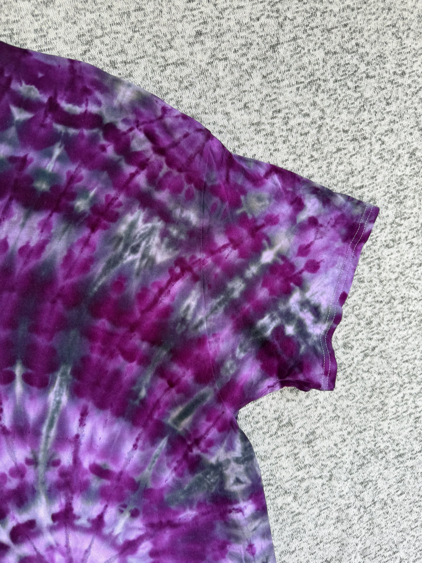 MHD Dark Purple Lavender Grey Black Spiral  Ice Dye Tie Dye Short Sleeve Shirt 100% Cotton Size XXL