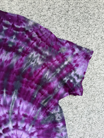 MHD Dark Purple Lavender Grey Black Spiral  Ice Dye Tie Dye Short Sleeve Shirt 100% Cotton Size XXL