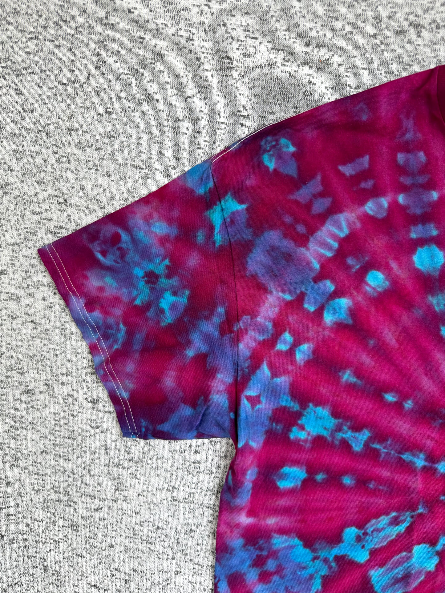 MHD Dark Pink Purple Bright Blue Teal Spiral Ice Dye Tie Dye Short Sleeve Shirt 100% Cotton Size XXL