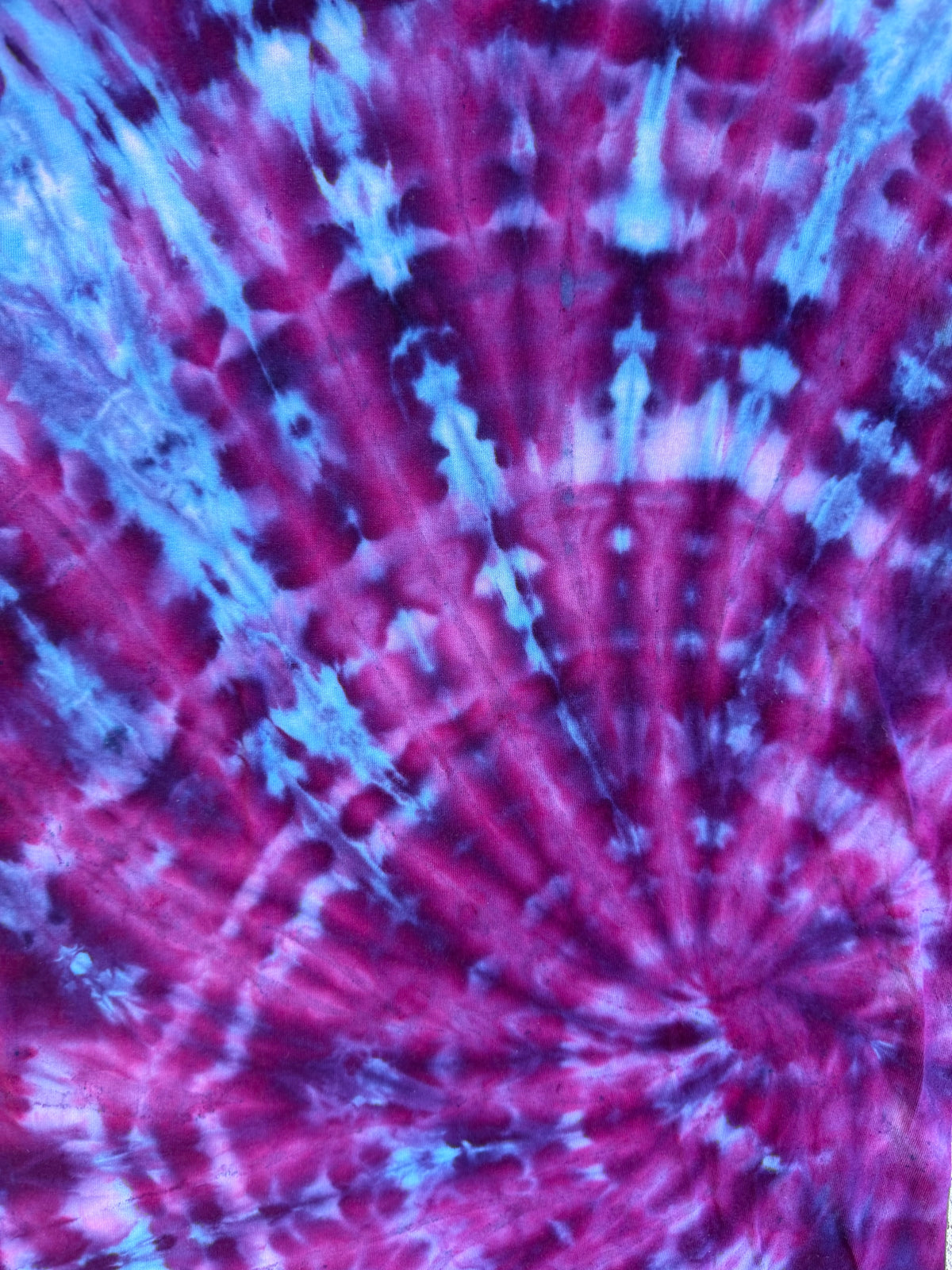 MHD Dark Purple Navy Blue Light Blue Spiral Ice Dye Tie Dye Short Sleeve Shirt 100% Cotton Size Medium