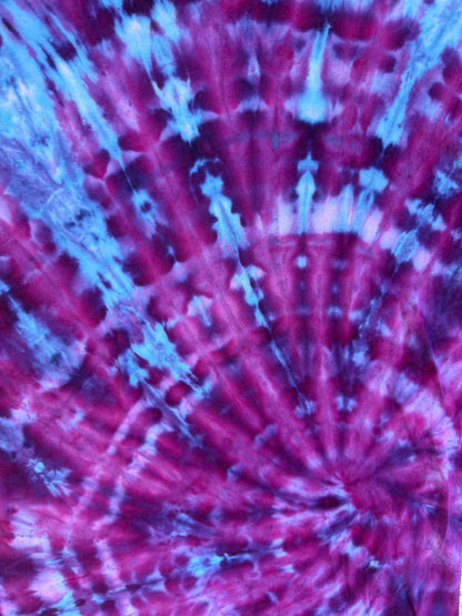 MHD Dark Purple Navy Blue Light Blue Spiral Ice Dye Tie Dye Short Sleeve Shirt 100% Cotton Size Medium