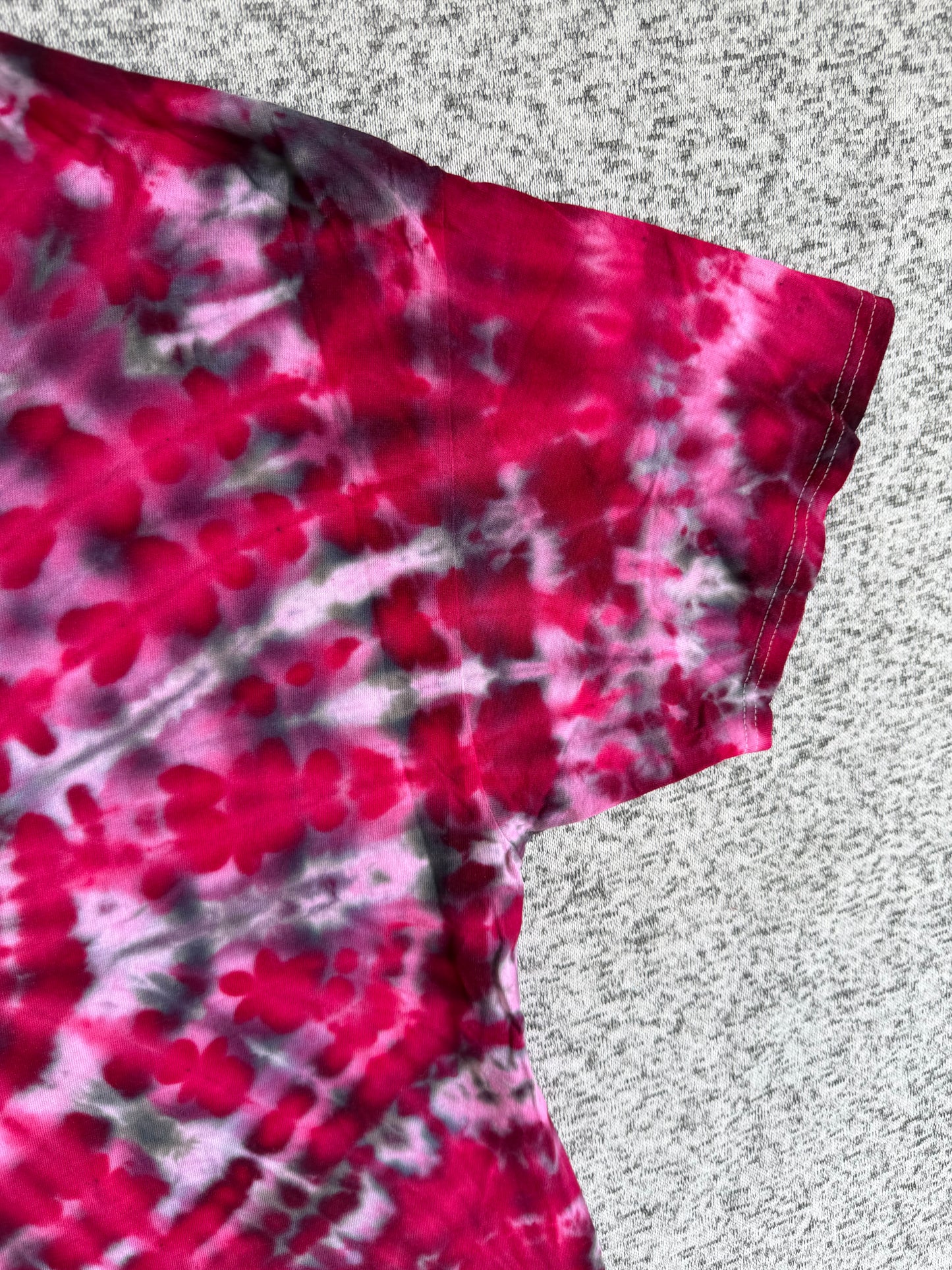 MHD Red Pink Grey Spiral Ice Dye Tie Dye Short Sleeve Shirt 100% Cotton Size XXL