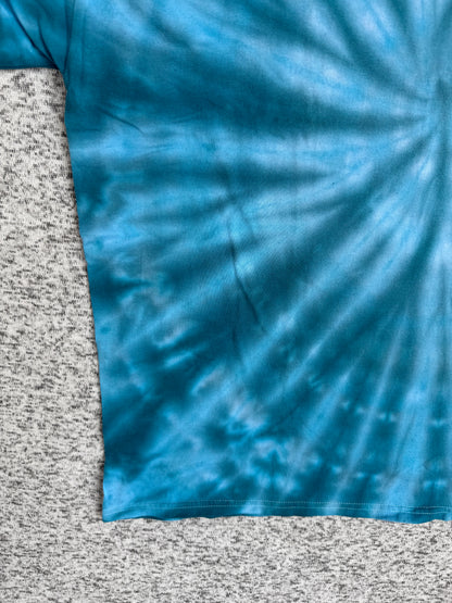 MHD Denim Blue Light Blue  Spiral Ice Dye Tie Dye Short Sleeve Shirt 100% Cotton Size XXL