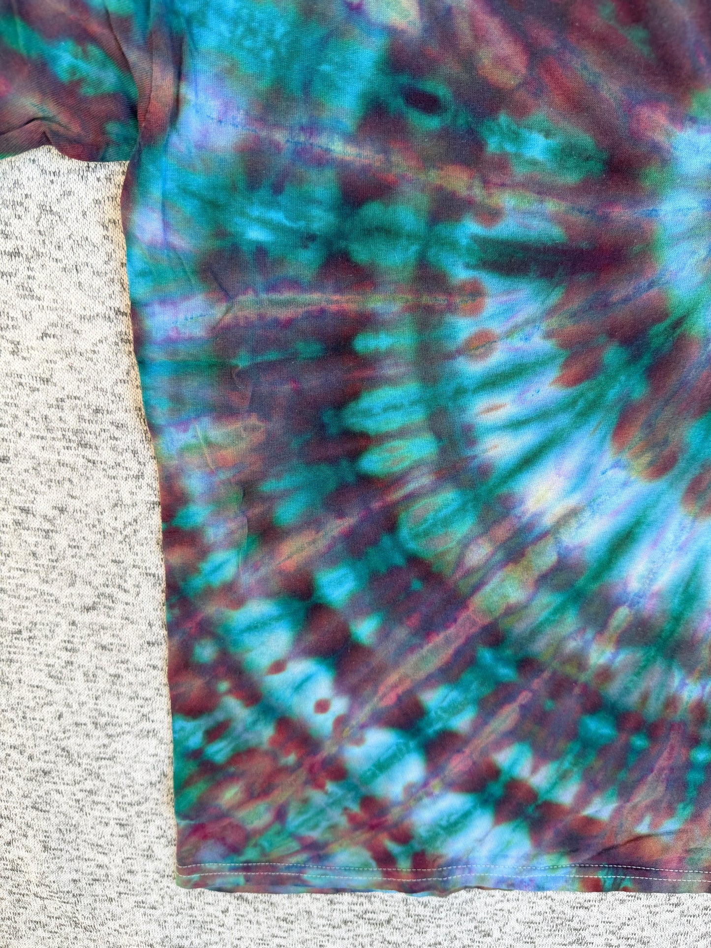 MHD Dark Purple Navy Blue Bright Blue Pink Spiral Ice Dye Tie Dye Short Sleeve Shirt 100% Cotton Size XL
