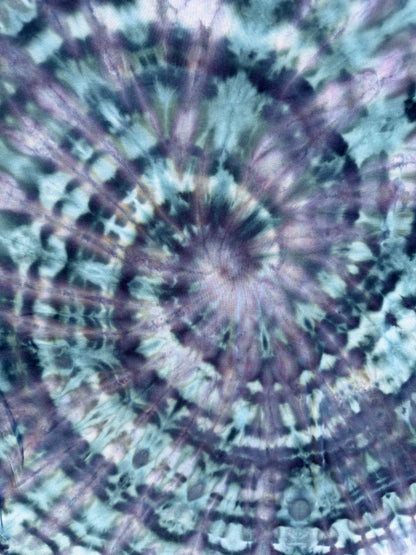 MHD Navy Blue Purple Denim Blue Spiral Ice Dye Tie Dye Short Sleeve Shirt 100% Cotton Size XL