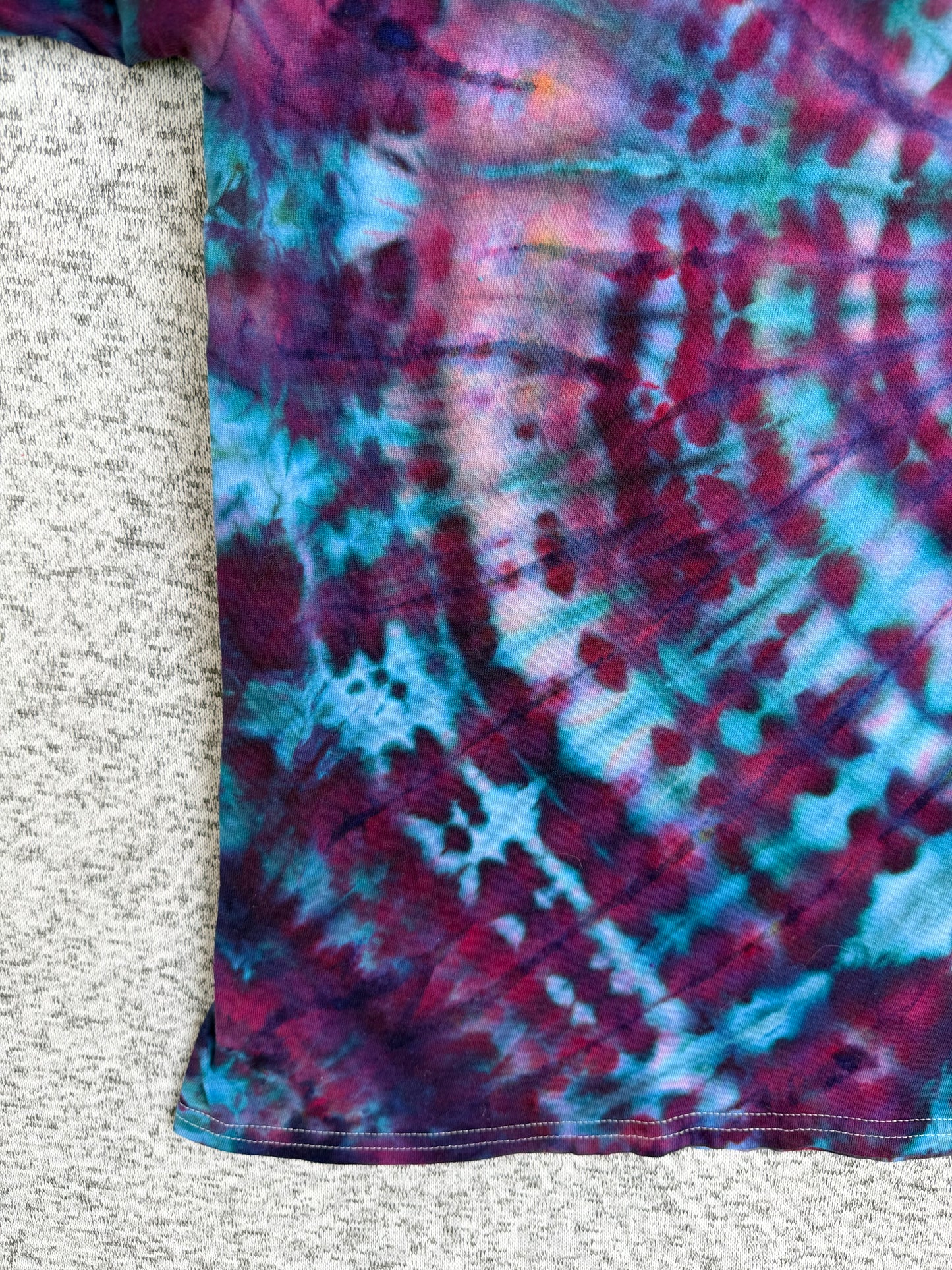 MHD Dark Purple Navy Blue Lavendar Light Blue Spiral Ice Dye Tie Dye Short Sleeve Shirt 100% Cotton Size XXL