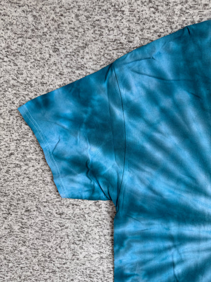 MHD Denim Blue Light Blue  Spiral Ice Dye Tie Dye Short Sleeve Shirt 100% Cotton Size XXL