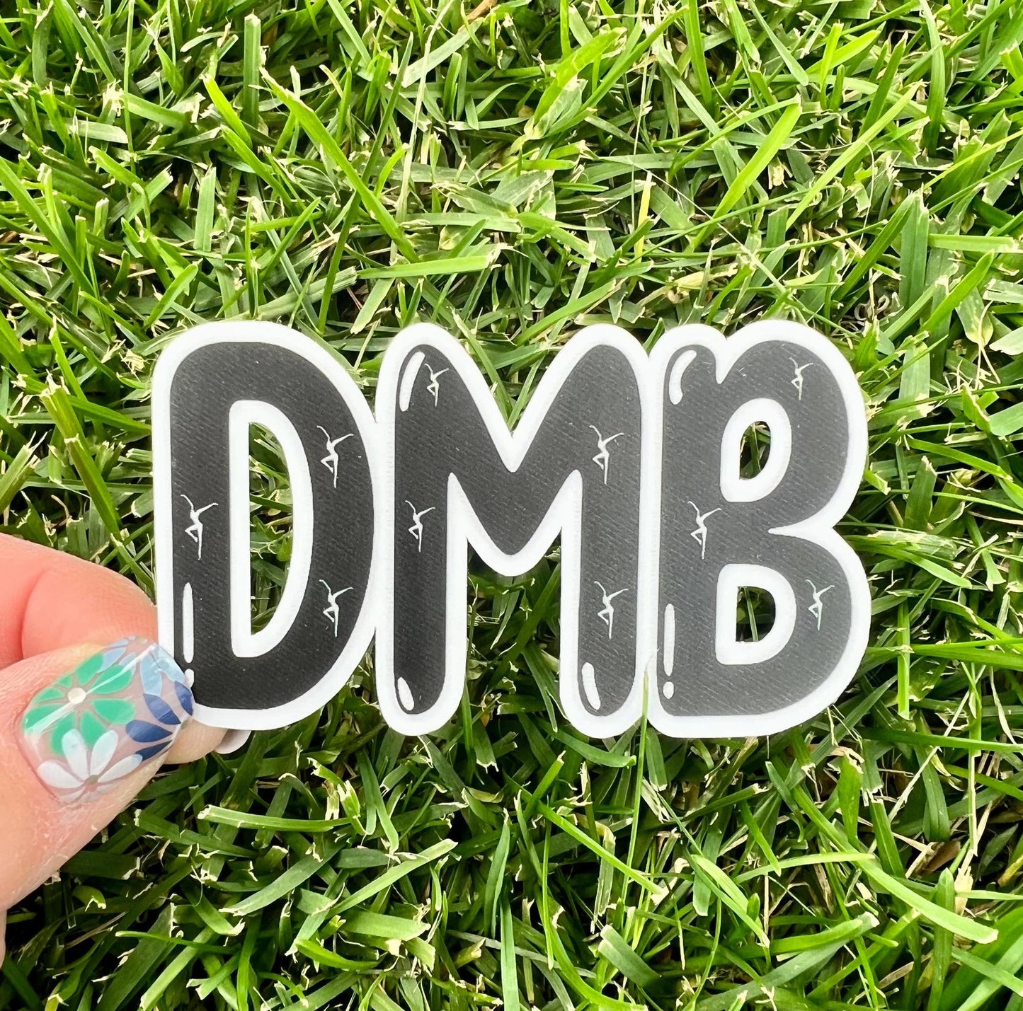 Black White Bubble Letters DMB Vinyl Sticker Slap 1.75" x 3" Matte Finish